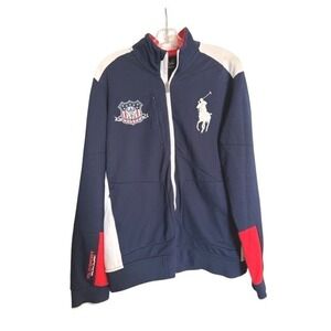 Polo Sport Ralph Lauren Mens XL USA Track Jacket Navy Blue Full Zip Colorblock